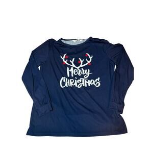 Cutematchy Christmas Mens Long Sleeve Pajama Set Top and Pants, Navy, Size XL